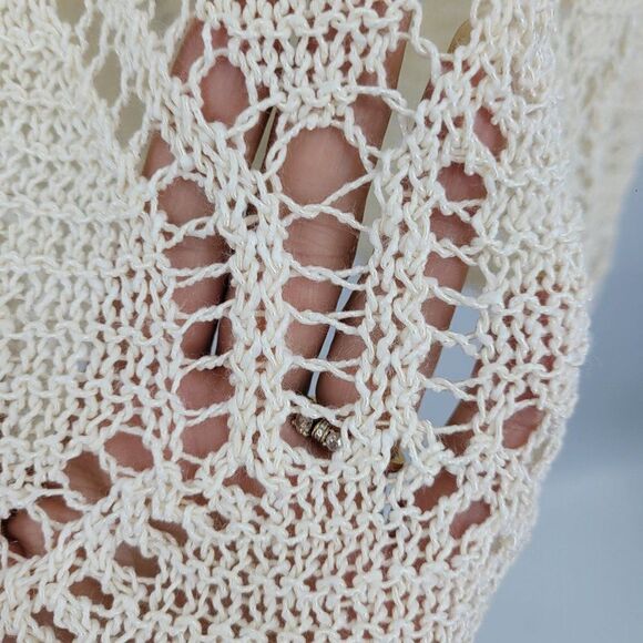 Gap Open Knit Tunic Tank Coverup Top XL Vanilla See Through Non Itch Beach Boho - Picture 5 of 13